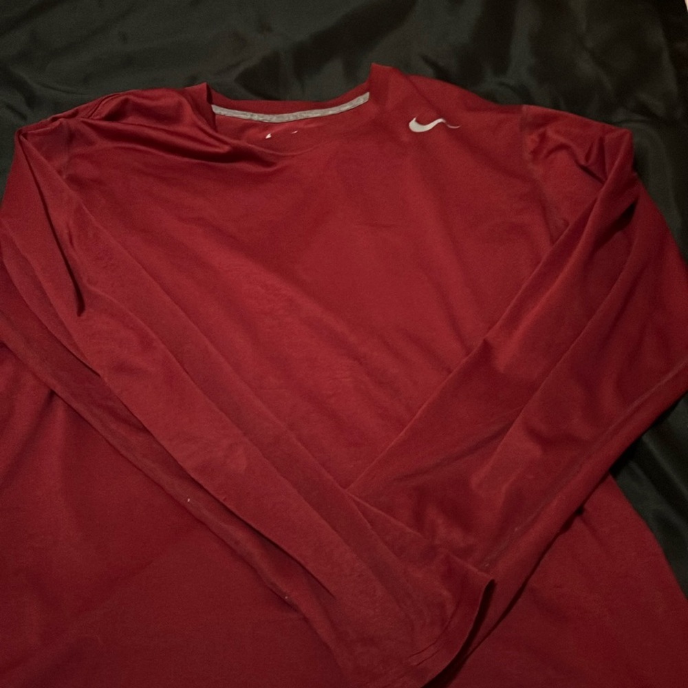 men’s long sleeve Maroon Nike Dri Fit shirt